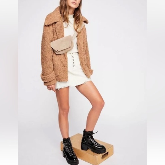 FREE PEOPLE So Soft Cozy Peacoat in Brown Size Small - Picture 7 of 13